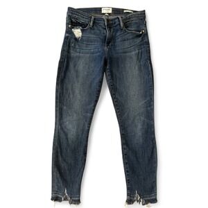 FRAME Denim Le Skinny de Jeanne Crop Jeans Women's Size 29 Distressed Frayed Hem